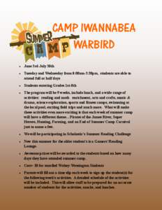 CAMP IWANNABEA WARBIRD 