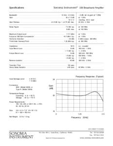 Sonoma Instrument ®  Specifications 330 Broadband Amplifier