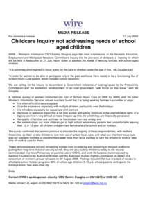 Microsoft Word - WIRE release_ChildcareInquiry_17July09.doc