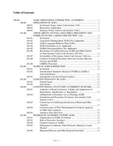 Table of ContentsALRB: OPERATIONS, JURISDICTION, AUTHORITYOPERATIONS OF ALRA ...............................