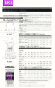 1202 CAMBIE DRESS / 2 VIEWS DESCRIPTION: Fitted, lined dress features a sweetheart neckline, darted bodice and extended cap sleeves. View A has a slim A-line skirt with slash pockets and View B has a full