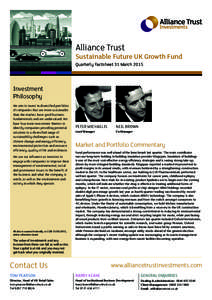 Alliance Trust  Sustainable Future UK Growth Fund Quarterly Factsheet 31 MarchInvestment