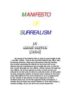 MANIFESTO OF SURREALISM BY ANDRÉ BRETON (1924)