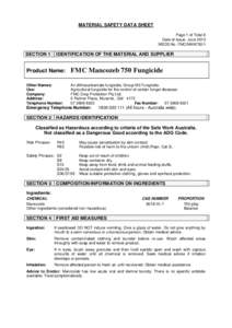 MATERIAL SAFETY DATA SHEET Page 1 of Total 6 Date of Issue: June 2013 MSDS No. FMC/MAN750/1  SECTION 1