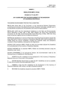 MEPCAnnex 3, page 1 ANNEX 3 RESOLUTION MEPCAdopted on 15 JulyGUIDELINES FOR THE DEVELOPMENT OF THE INVENTORY