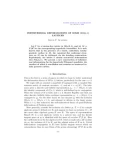 PACIFIC JOURNAL OF MATHEMATICS Vol. 194, No. 2, 2000 INFINITESIMAL DEFORMATIONS OF SOME SO(3, 1) LATTICES Kevin P. Scannell