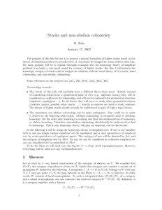 Stacks and non-abelian cohomoloy B. To¨en January 17, 2002
