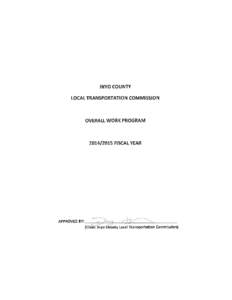 2014/2015 OVERALL WORK PROGRAM FOR THE INYO COUNTY LOCAL TRANSPORTATION COMMISSION TABLE OF CONTENTS