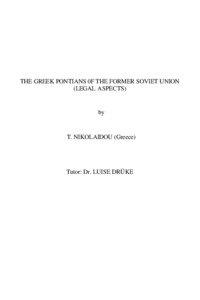 THE GREEK PONTIANS 0F THE FORMER SOVIET UNION (LEGAL ASPECTS)