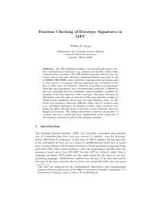 Runtime Checking of Datatype Signatures in MPI⋆ William D. Gropp Mathematics and Computer Science Division Argonne National Laboratory Argonne, Illinois 60439