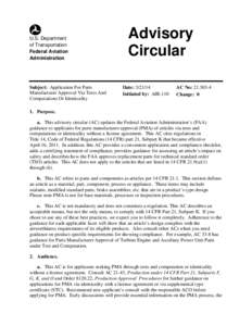 AC[removed]Application For Parts Manufacturer Approval Via Tests And Computations Or Identicality