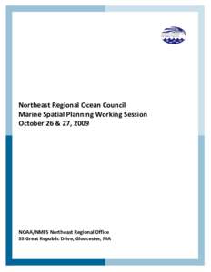 Northeast Regional Ocean Council Marine Spatial Planning Working Session October 26 & 27, 2009 NOAA/NMFS Northeast Regional Office 55 Great Republic Drive, Gloucester, MA