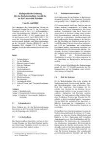 Auszug aus den Amtlichen Bekanntmachungen NrSeite 843 – 853  Fachspezifische Ordnung für das Bachelorstudium Geschichte an der Universität Potsdam