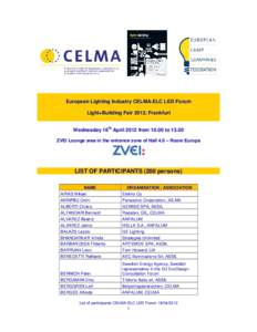 Detailed content of joint CELMA / ELC LED Forum at Light+Building 2010: