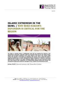 JulyISLAMIC EXTREMISM IN THE SAHEL | WHY BOKO HARAM’S  EXPANSION IS CRITICAL FOR THE
