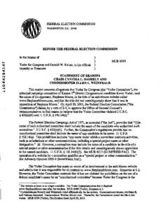 FEDERAL ELECTION COMMISSION WASHINGTON, D.C[removed]BEFORE THE FEDERAL ELECTION COMMISSION InfoeMatter of