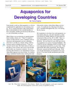 copyright 2005, all rights reserved, Nelson and Pade, Inc Issue # 38 Aquaponics Journal www.aquaponicsjournal.com  3rd Quarter, 2005