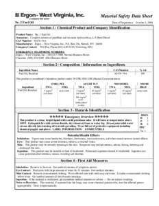 Material Safety Data Sheet No. 2 Fuel Oil Date of Preparation:  October 1, 2009