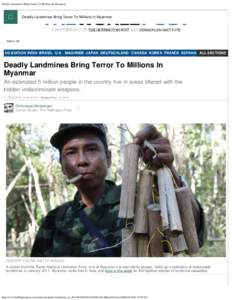 Deadly Landmines Bring Terror To Millions In Myanmar