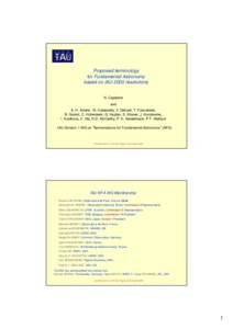 Proposed terminology for Fundamental Astronomy based on IAU 2000 resolutions N. Capitaine and A. H. Andrei , M. Calabretta, V. Dehant, T. Fukushima,