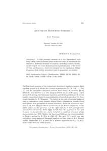 261  Documenta Math. Analysis on Arithmetic Schemes. I Ivan Fesenko