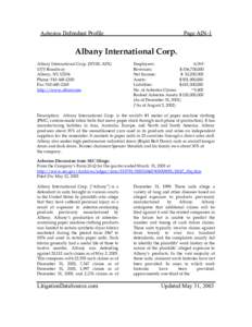 Asbestos Defendant Profile                                                        Page AIC-1