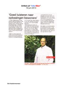 Artikel uit “InforMeer” 19 juni 2014 Eén Haarlemmermeer  