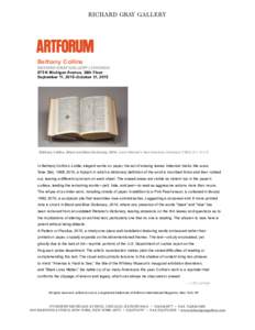 Bethany Collins RICHARD GRAY GALLERY | CHICAGO  875 N Michigan Avenue, 38th Floor  September 11, 2015–October 31, 2015  Bethany Collins, Black and Blue Dictionary, 2014, found Webster’s New American Dictionary (1