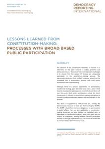 BRIEFING PAPER NO. 20 NOVEMBER 2011 	
   http://www.democracy-reporting.org  LESSONS LEARNED FROM