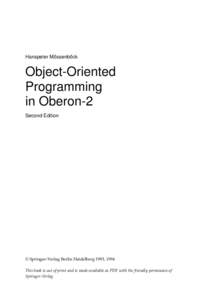 Hanspeter Mössenböck  Object-Oriented Programming in Oberon-2 Second Edition