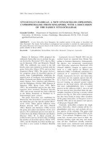 2002. The Journal of Arachnology 30:1–9  STYLOCELLUS RAMBLAE, A NEW STYLOCELLID (OPILIONES,