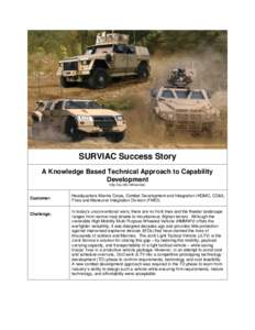 SURVIAC Success Story A Knowledge Based Technical Approach to Capability Development http://iac.dtic.mil/surviac/  Customer: