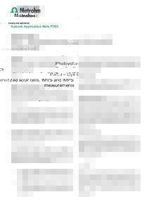 Autolab Application Note PV03  Photovoltaics Part 3 – Dye sensitized solar cells, IMVS and IMPS measurements Keywords