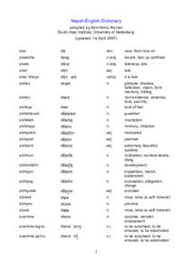 Nepali-English Dictionary compiled by Karl-Heinz Krämer South Asia Institute, University of Heidelberg (updated: 14 Aprilaba