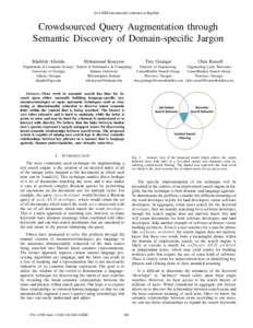 2014 IEEE International Conference on Big Data  Crowdsourced Query Augmentation through Semantic Discovery of Domain-specific Jargon Khalifeh AlJadda