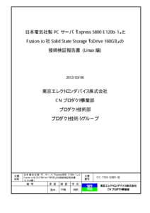 日本電気社製 PC サーバ『Express 5800 E120b-1』と Fusion-io 社 Solid State Storage『ioDrive 160GB』の 接続検証報告書 (Linux 編) 