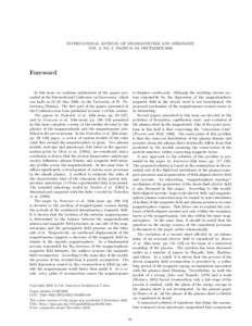 INTERNATIONAL JOURNAL OF GEOMAGNETISM AND AERONOMY VOL. 3, NO. 2, PAGES 91–92, DECEMBER 2002 Foreword  to displace earthwards. Although the resulting current system responsible for the depression of the magnetospheric