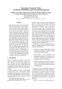 Information science / Treebank / Parsing / Dependency grammar / Natural language processing / Parse tree / Association for Computational Linguistics / Statistical parsing / Search engine indexing / Linguistics / Computational linguistics / Science