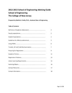 School of Engineering Advising Guide School of Engineering The College of New Jersey Prepared by Martha H. Stella, Ph.D., Assistant Dean of Engineering  Table of Contents