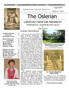 AMERICAN OSLER SOCIETY  August 2013 Volume 14  Issue 2