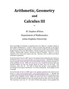 Arithmetic, Geometry  and  Calculus III  by   