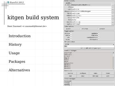 EuroTclkitgen build system René Zaumseil <>  Introduction