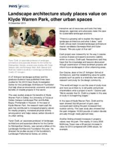 Landscape architecture study places value on Klyde Warren Park, other urban spaces