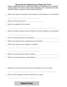 Microsoft Word - Centenarian Recognition Request Form