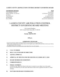LASSEN COUNTY AIR POLLUTION CONTROL DISTRIC GOVERNING BOARD