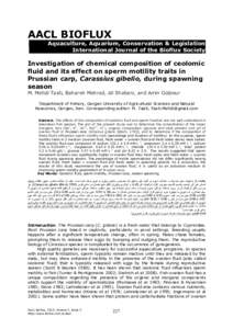 AACL BIOFLUX Aquaculture, Aquarium, Conservation & Legislation International Journal of the Bioflux Society Investigation of chemical composition of ceolomic fluid and its effect on sperm motility traits in