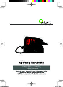 UHF380_manual.indd 3  Operating Instructions UHF380 80 Channel UHF 2-Way Citizen Band Radio Keep this user guide for future reference. Always retain your proof of purchase