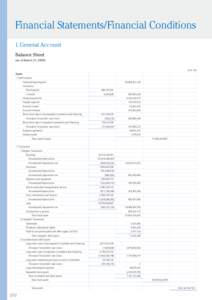 Financial Statements/Financial Conditions 1. General Account Balance Sheet (as of March 31, Unit: Yen)