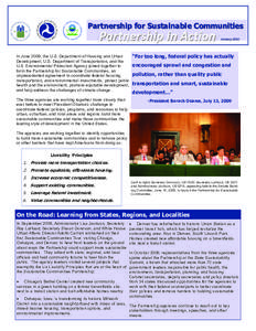 USEPA: Smartgrowth: Partnership for Sustainable Communities: Partnership in Action, January 2010