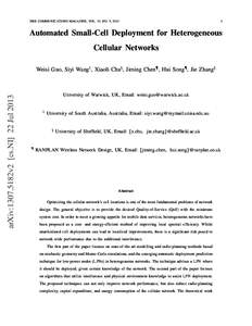 IEEE COMMUNICATIONS MAGAZINE, VOL. 51, NO. 5, [removed]Automated Small-Cell Deployment for Heterogeneous Cellular Networks